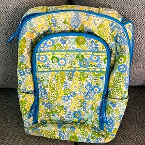 Vera Bradley XL laptop backpack in blue/yellow/green quilted cotton